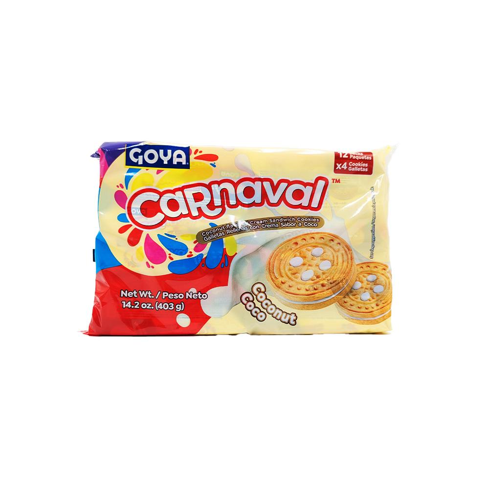 Galletas rellenas con crema sabor a coco Carnaval Goya (403 g / 14.2 oz)
